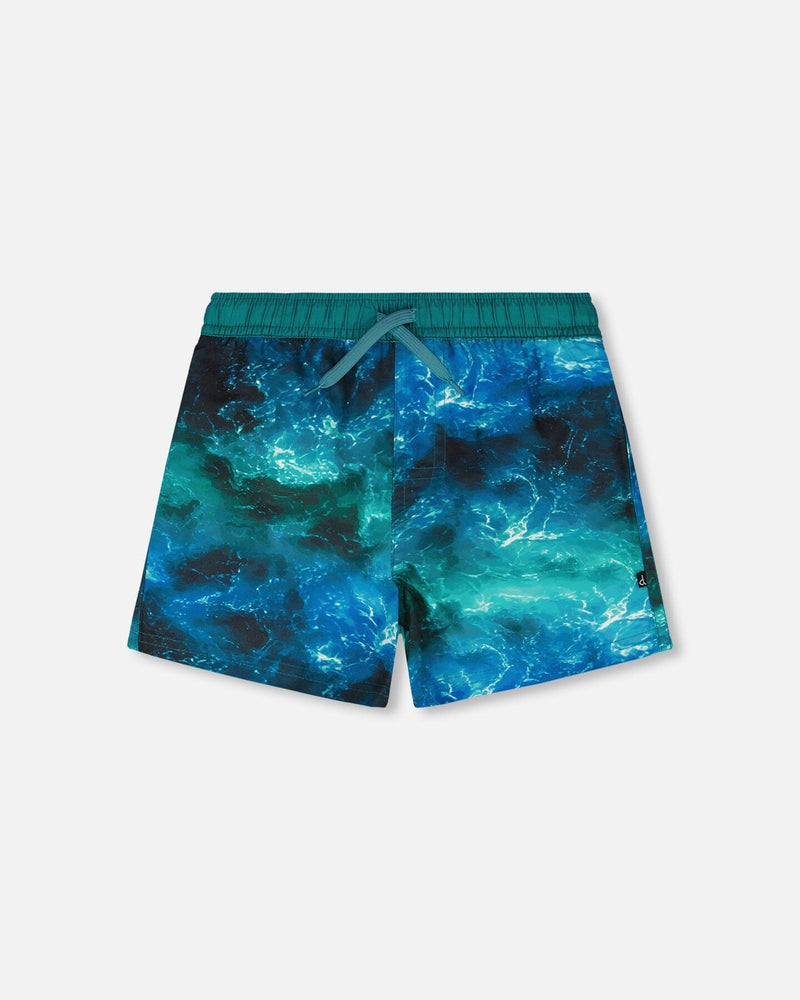 Swim Trunks Blue Waves Print