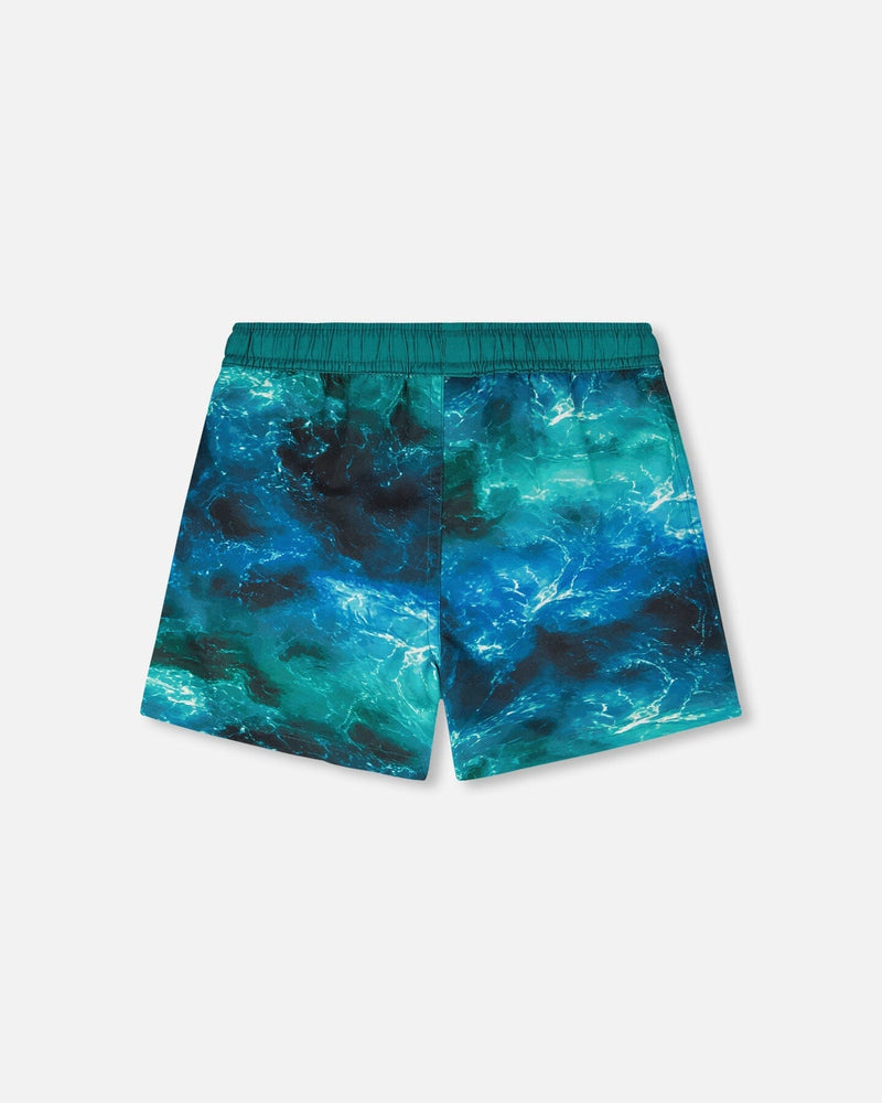 Swim Trunks Blue Waves Print