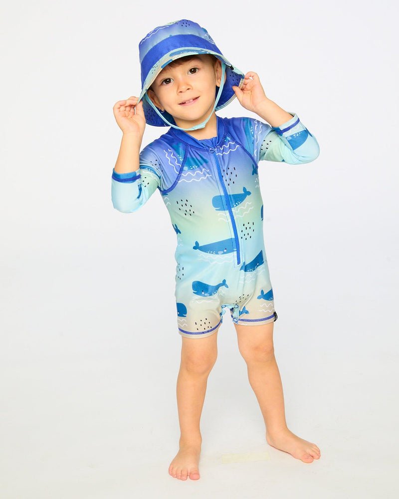 Recycled Polyester Beach Hat Blue Whale Print