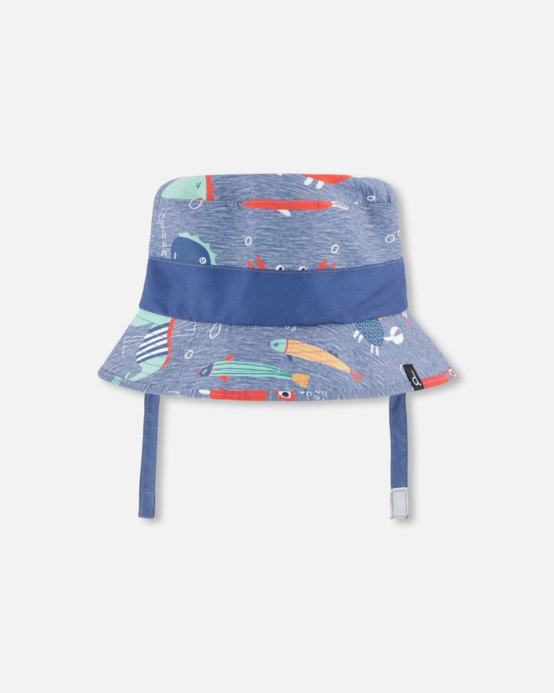 Recycled Polyester Beach Hat Blue Marine Animal Print
