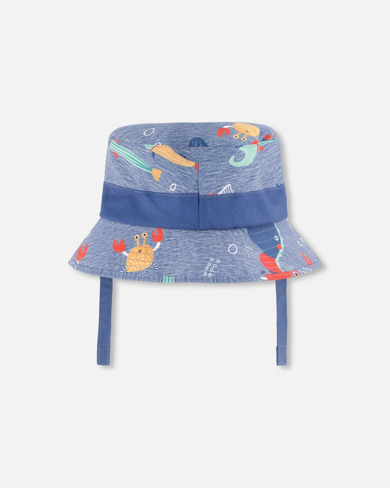 Recycled Polyester Beach Hat Blue Marine Animal Print