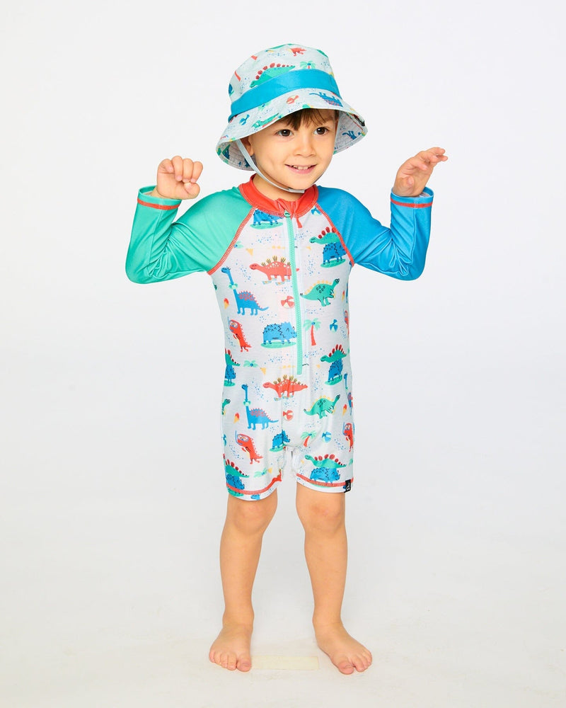 Recycled Polyester Beach Hat Blue Baby Dinosaur Print