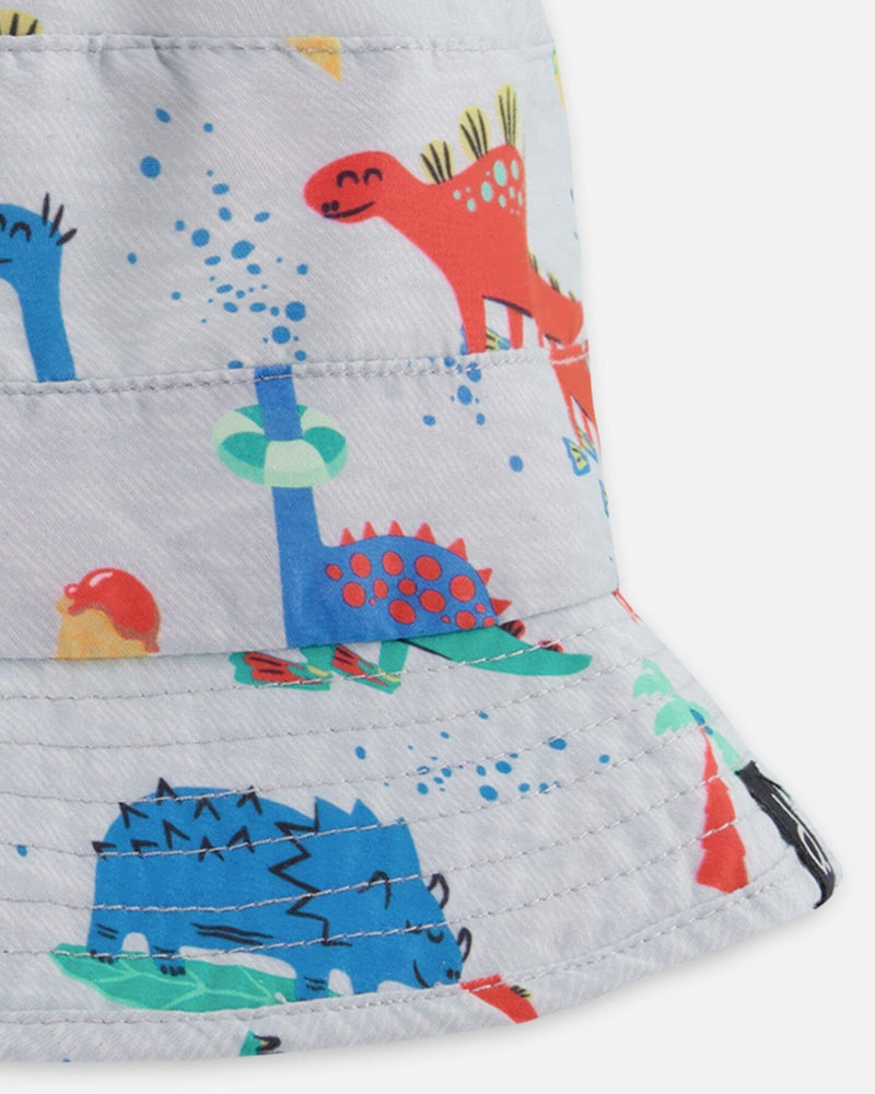 Recycled Polyester Beach Hat Blue Baby Dinosaur Print
