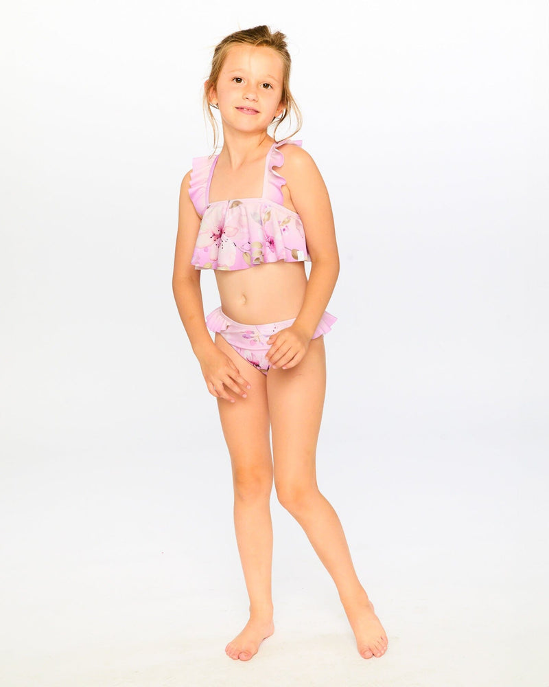 Two-Piece Swimsuit Purple Flower Print