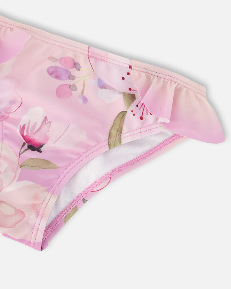 Two-Piece Swimsuit Purple Flower Print