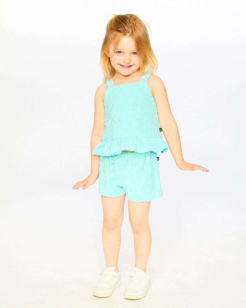 Terry Tank Top With Shorts Set Light Blue