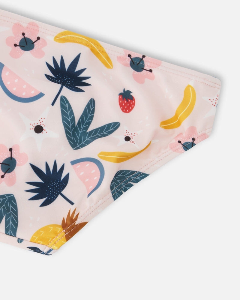 Two-Piece Swimsuit Pink Printed Fruits