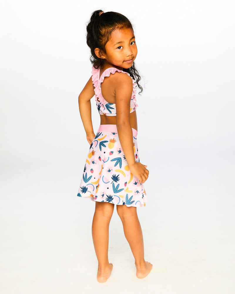 Beach Skirt Cover-Up Pink Printed Fruits