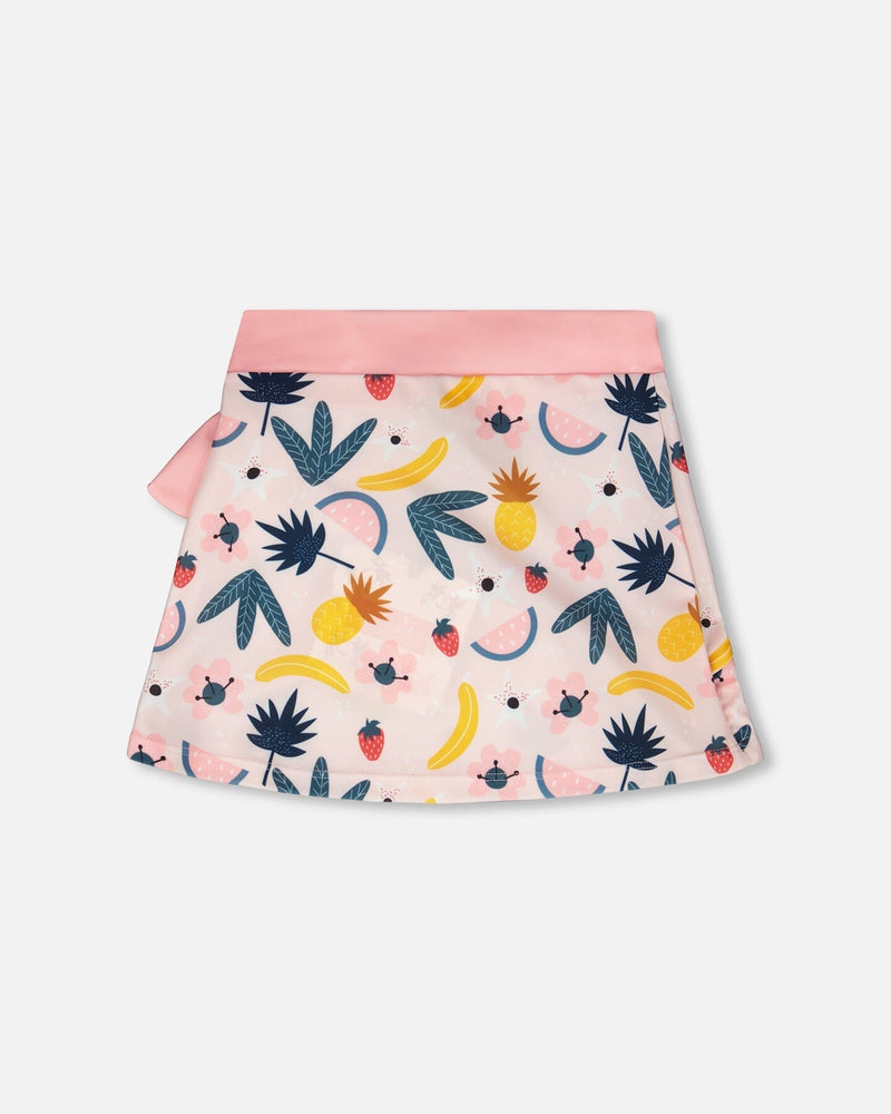 Beach Skirt Cover-Up Pink Printed Fruits