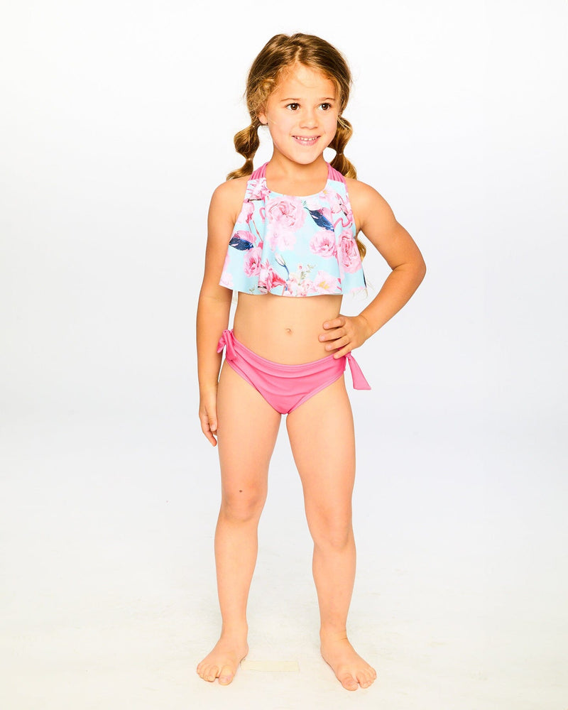 Two-Piece Swimsuit Blue Flamingo Print