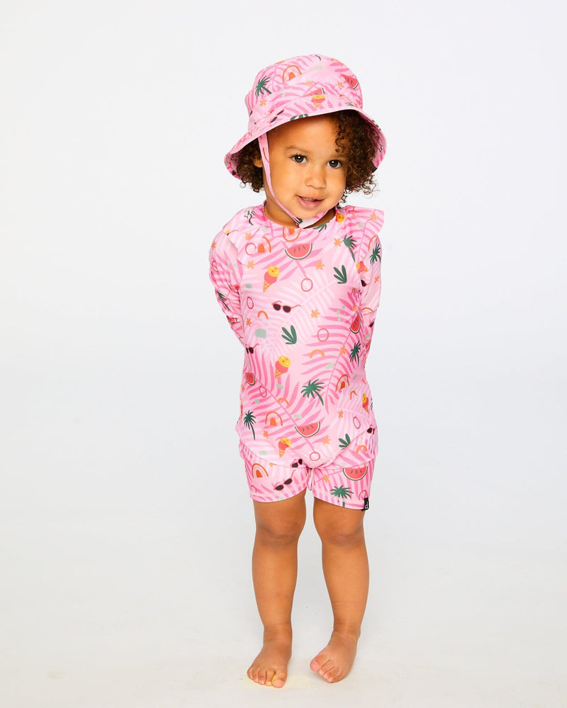 Beach Hat Pink Beach Print