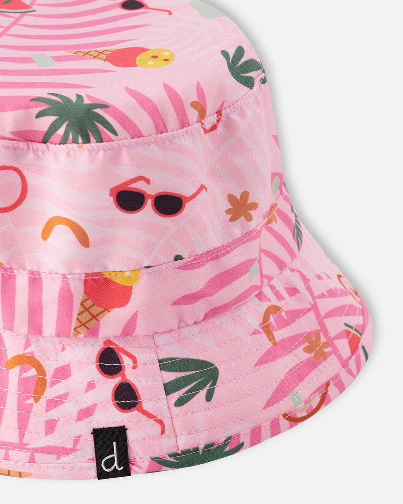 Beach Hat Pink Beach Print