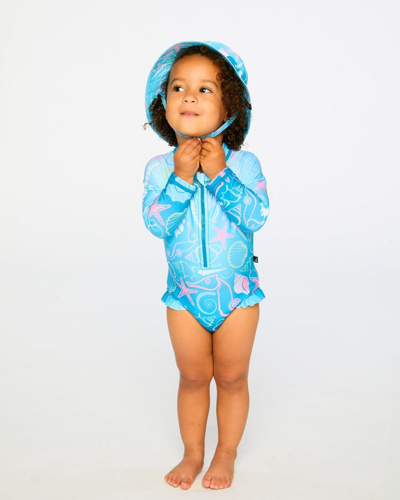 Beach Hat Blue Shell Print