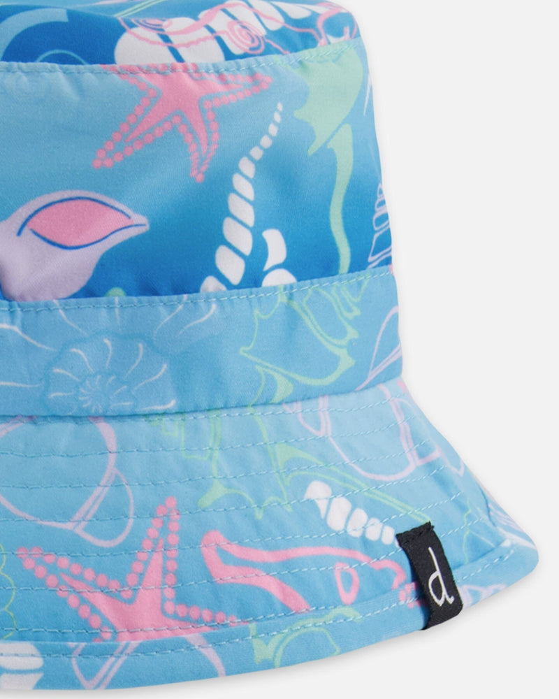 Beach Hat Blue Shell Print