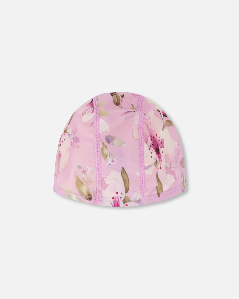 Swim Cap Purple Flower Print