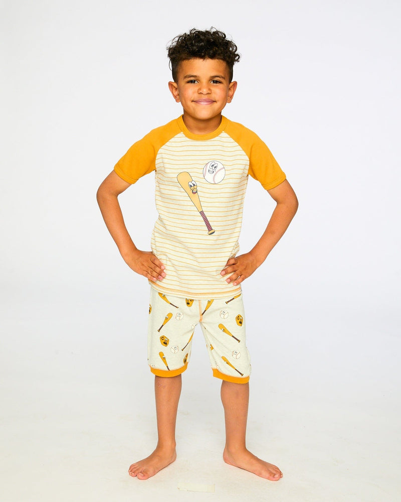 Organic Cotton Two-Piece Pyjama Set Grey Mix Baseball Print