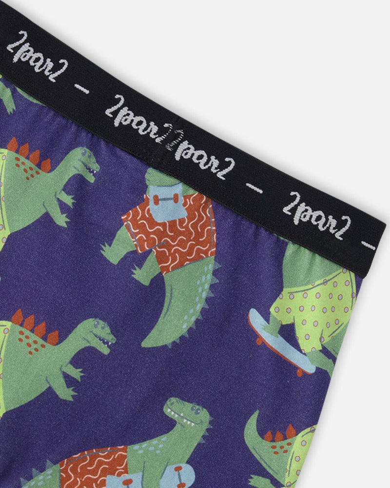 Organic Cotton Boxer Blue Dino Print