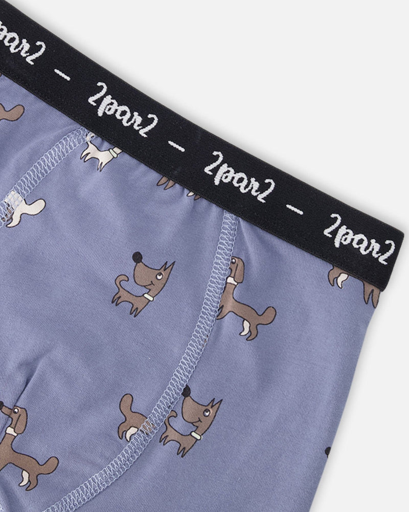 Organic Cotton Boxer Blue Dog Print
