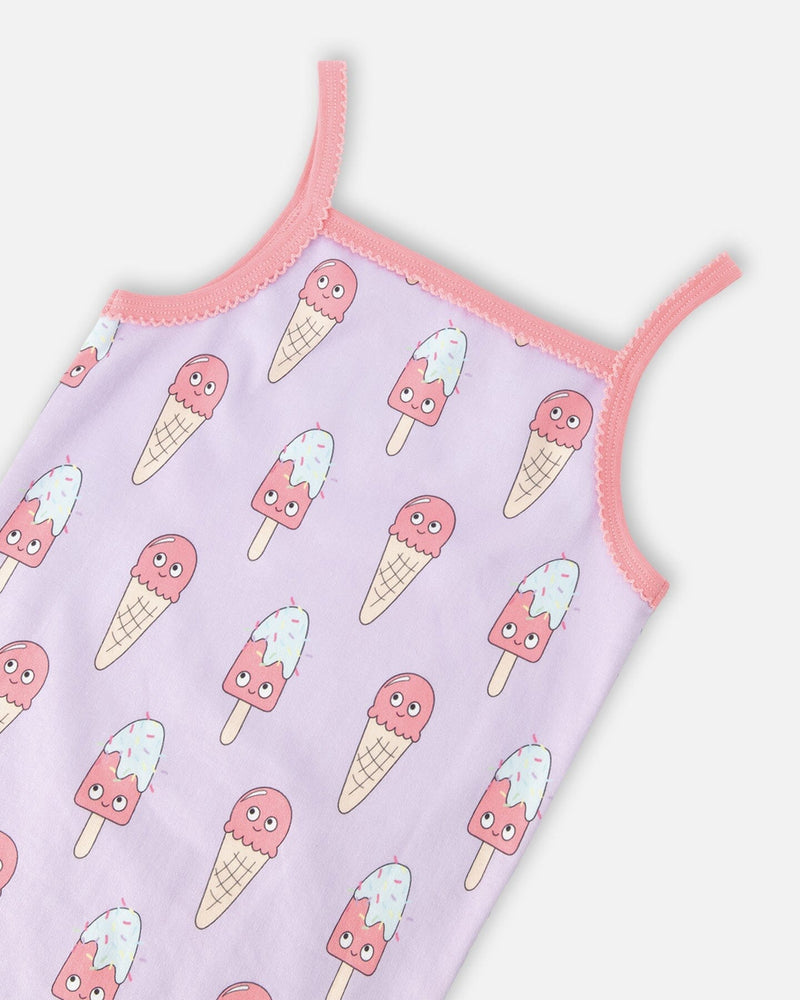 Organic Cotton Two-Piece Pyjama Set Lilac Printed Ice Creams