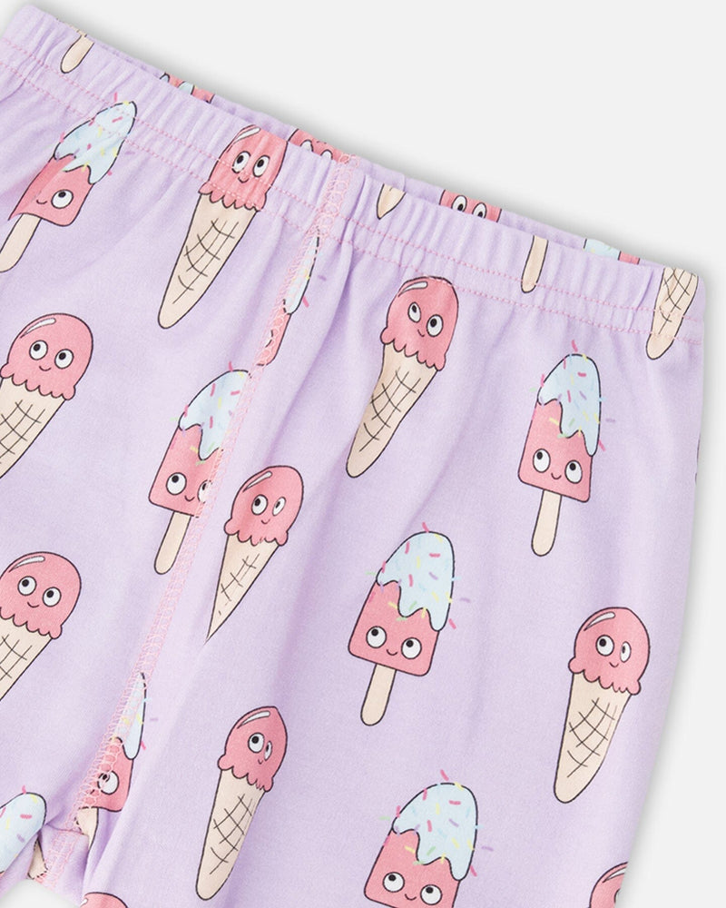 Organic Cotton Two-Piece Pyjama Set Lilac Printed Ice Creams