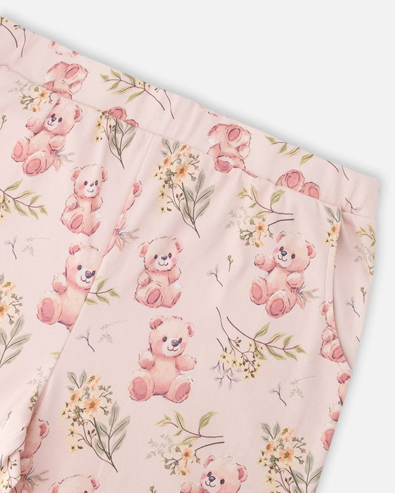 Organic Cotton Women Two-Piece Pyjama Set Pale Pink Bear Print