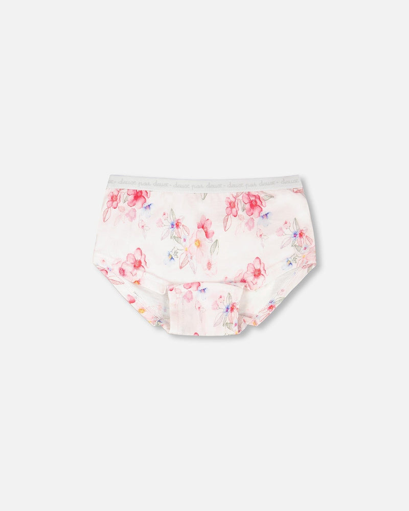 Organic Cotton Boyshort Panty Pink Printed Flowers