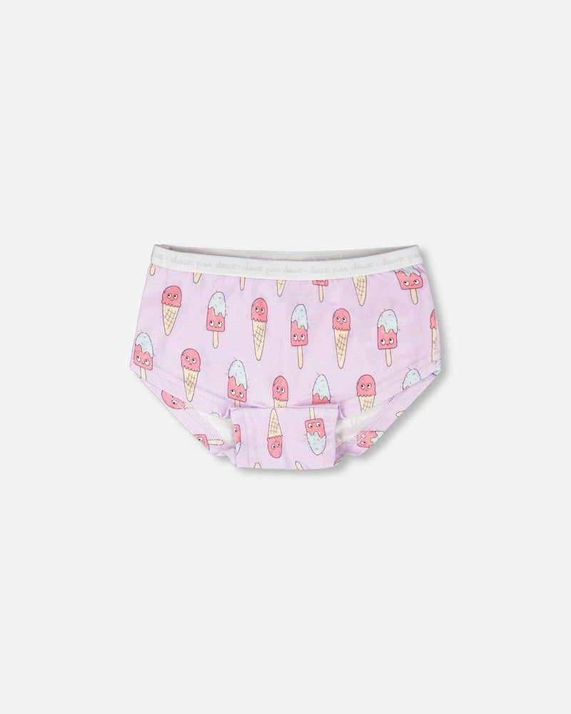Organic Cotton Boyshort Panty Lilac Printed Ice Creams
