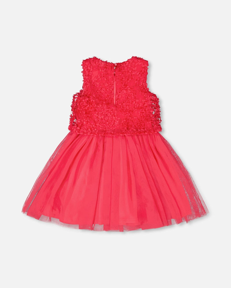 Sleeveless Textured Rosette Dress Pink