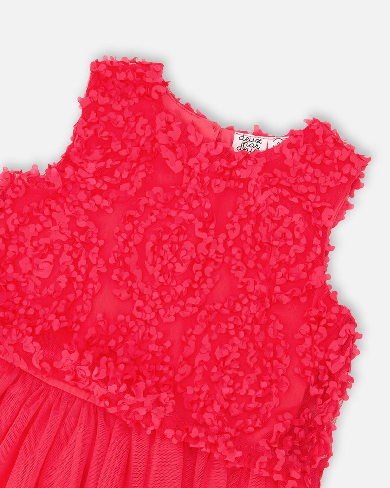 Sleeveless Textured Rosette Dress Pink