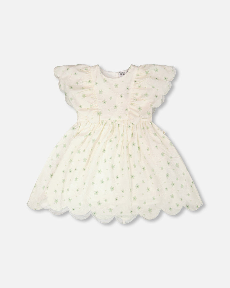 Jacquard Dress White Printed Flowers
