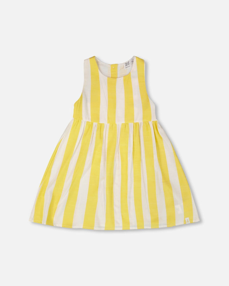 Sleeveless Dress White And Yellow Stripes