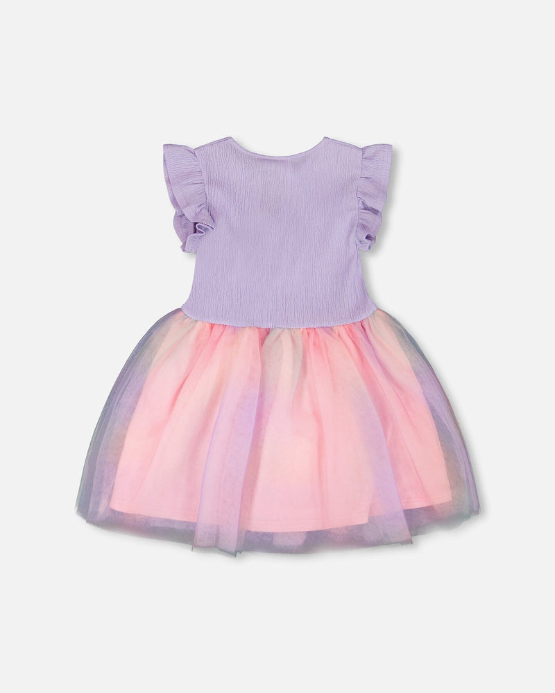Bi-Material Mesh Dress Lilac