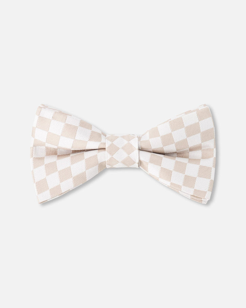Bow Tie White And Sand Check