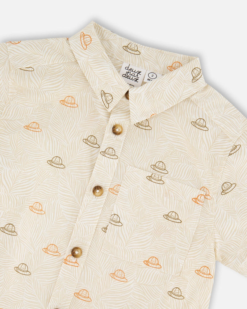 Poplin Shirt Beige Safari Print