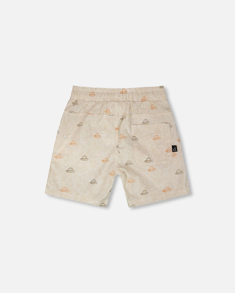 Poplin Shorts Beige Safari Print