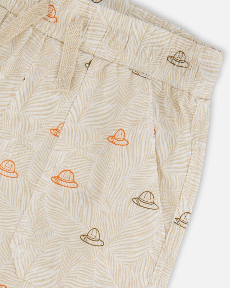 Poplin Shorts Beige Safari Print