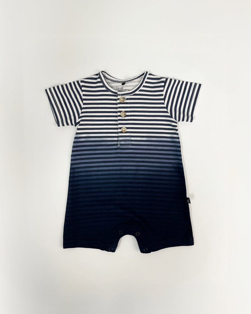 Organic Cotton Romper Blue Gradient Stripes