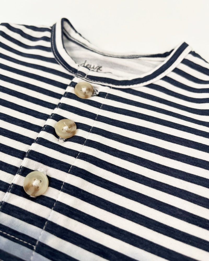 Organic Cotton Romper Blue Gradient Stripes