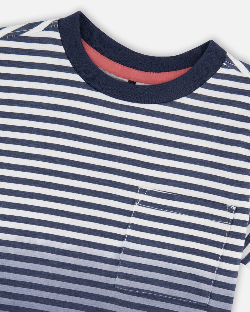 Organic Cotton Short Sleeve T-Shirt Blue Gradient Stripes