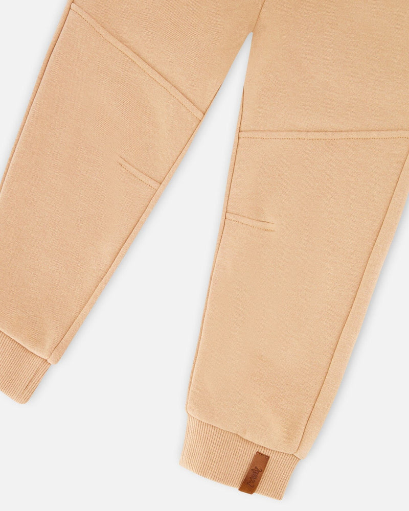 French Terry Sweatpants With Cross Seams Beige