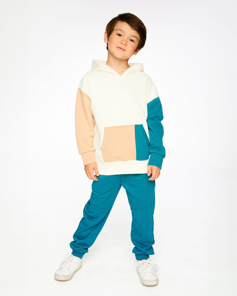 French Terry Sweatpants With Cross Seams Dark Turquoise
