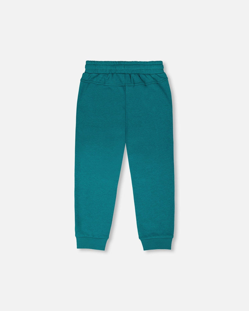 French Terry Sweatpants With Cross Seams Dark Turquoise