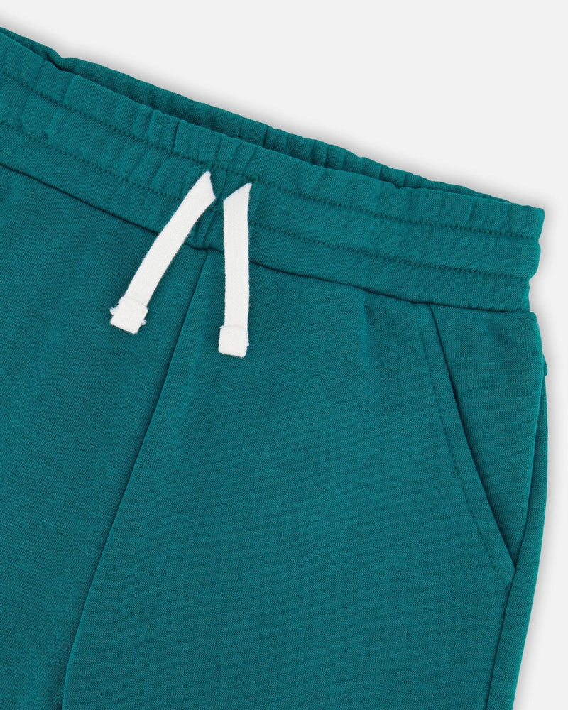 French Terry Sweatpants With Cross Seams Dark Turquoise