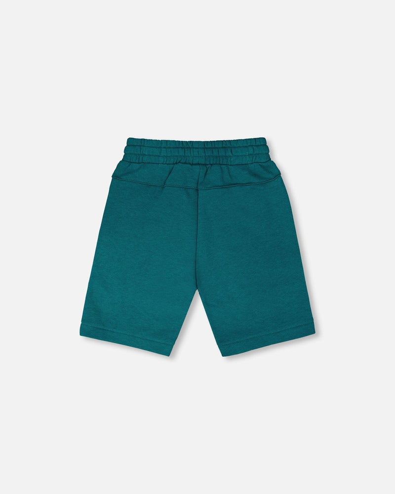 French Terry Shorts With Cross Seams Dark Turquoise