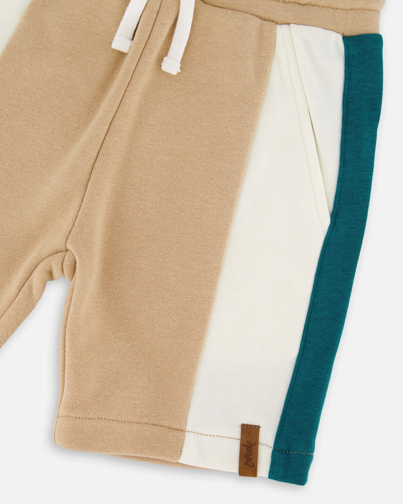 Sporty French Terry Shorts Beige