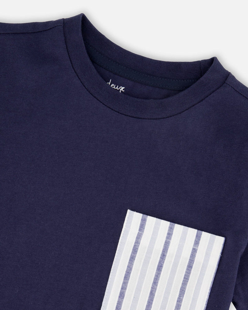 Jersey T-Shirt With Chest Pocket Dark Blue