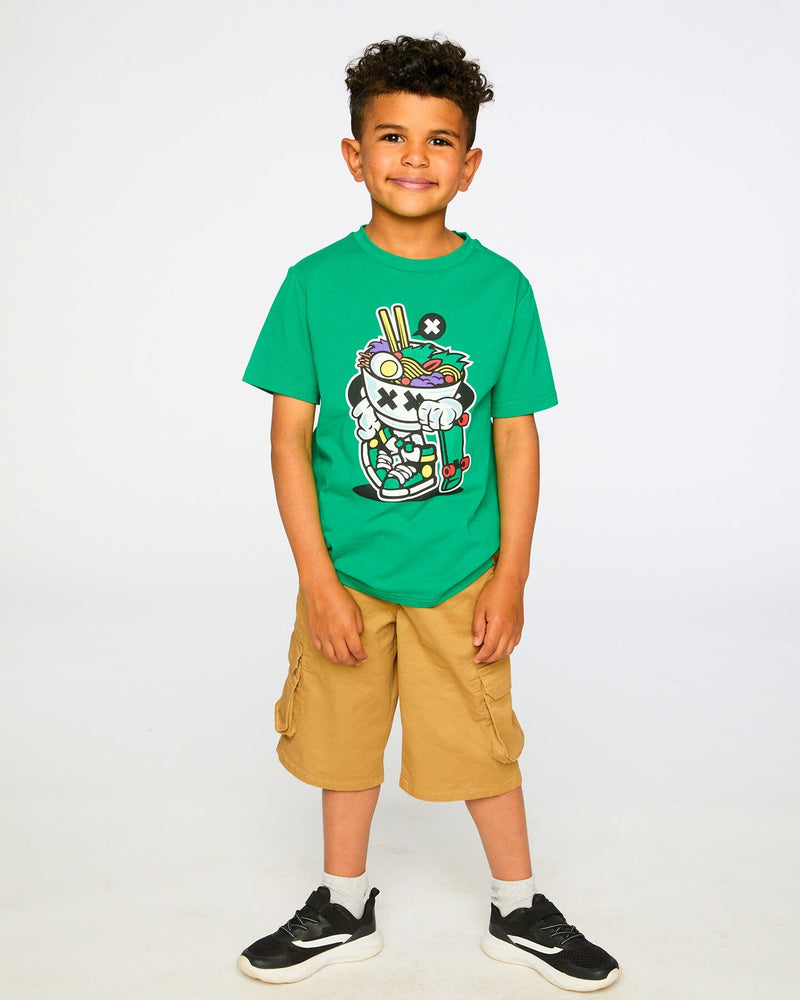Organic Cotton Jersey T-Shirt With Print Green