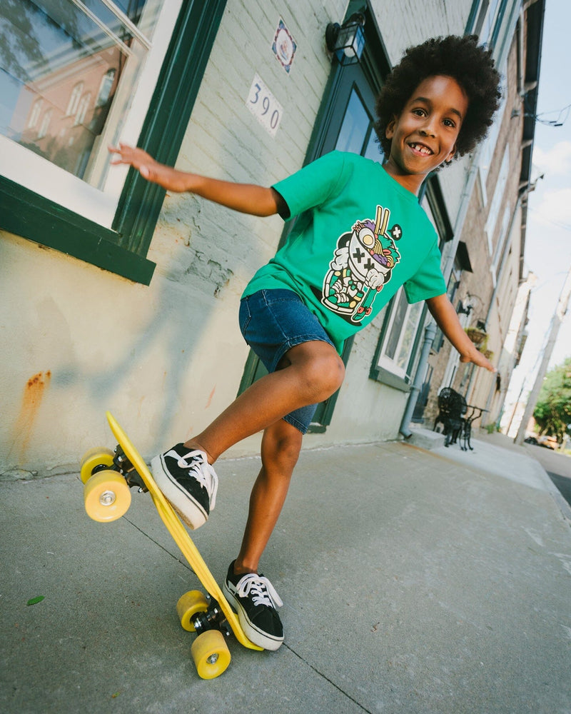 Organic Cotton Jersey T-Shirt With Print Green