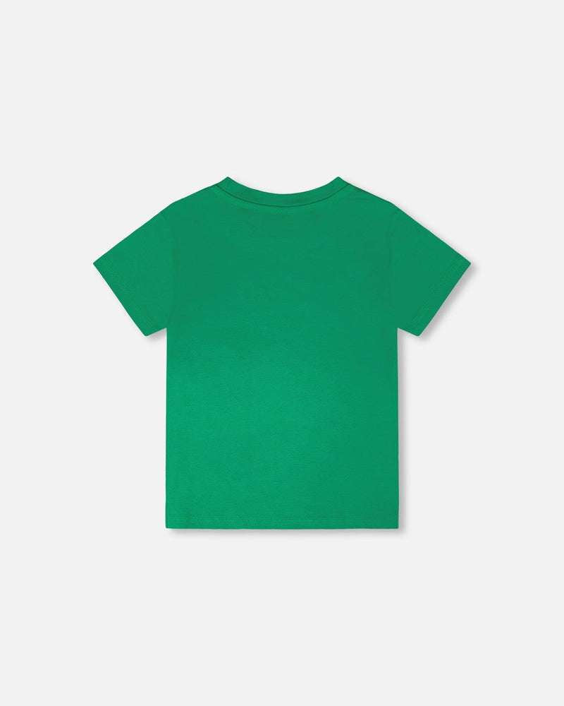 Organic Cotton Jersey T-Shirt With Print Green