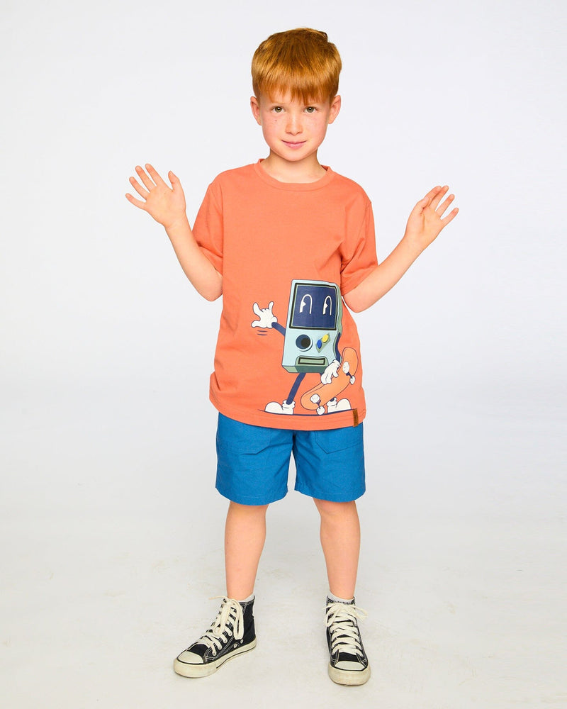 Organic Cotton Jersey T-Shirt With Print Orange